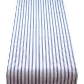 Nautical Cotton Ticking Stripe Table Runner in Navy Blue