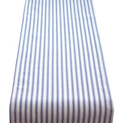 Nautical Cotton Ticking Stripe Table Runner in Navy Blue