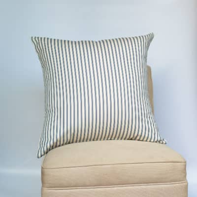 Nautical Cotton Ticking Stripe Extra-Large Cushion in Navy