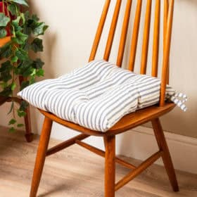 Nautical Cotton Ticking Stripe Quilted Seat Pad in Navy