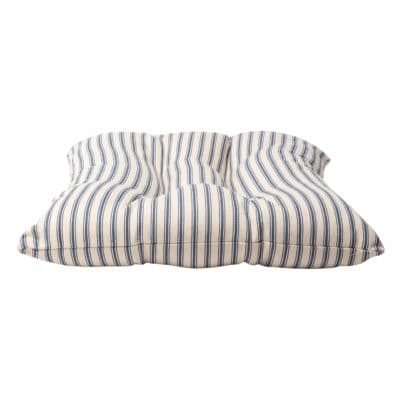 Nautical Cotton Ticking Stripe Quilted Seat Pad in Navy