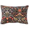 Morris Style Leaves and Berries Boudoir Cushion in Black