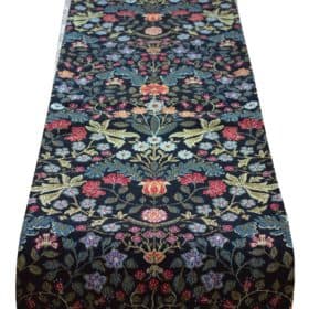 Morris Style Leaves and Berries Table Runner in Black