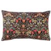 Morris Style Leaves and Berries XL Rectangular Cushion in Black