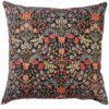 Morris Style Leaves and Berries Extra-Large Cushion in Black