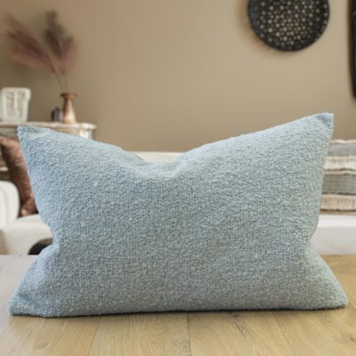 Textured Teddy Bear Boucle XL Rectangular Cushion in Duck Egg