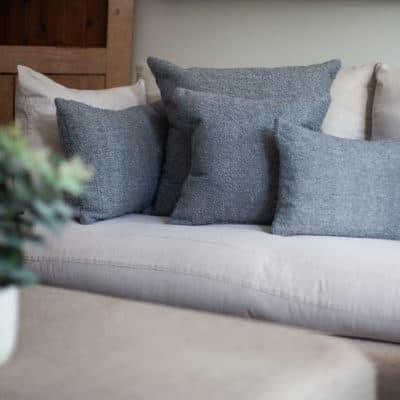 Textured Teddy Bear Boucle Cushion in Soft Grey