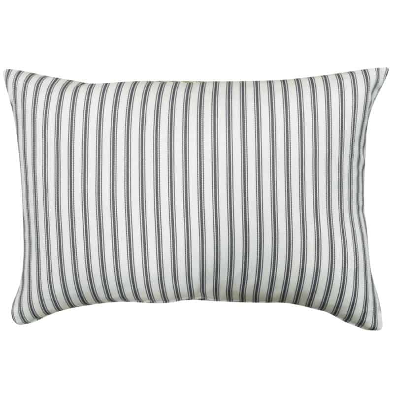 Nautical Cotton Ticking Stripe Boudoir Cushion in Grey
