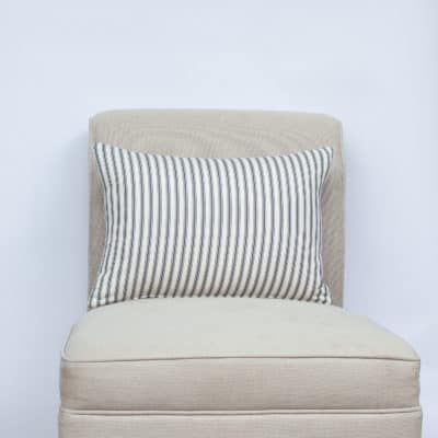Nautical Cotton Ticking Stripe Boudoir Cushion in Grey
