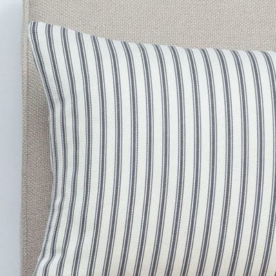 Nautical Cotton Ticking Stripe Boudoir Cushion in Grey