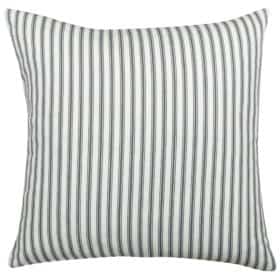 Nautical Cotton Ticking Stripe Cushion in Grey