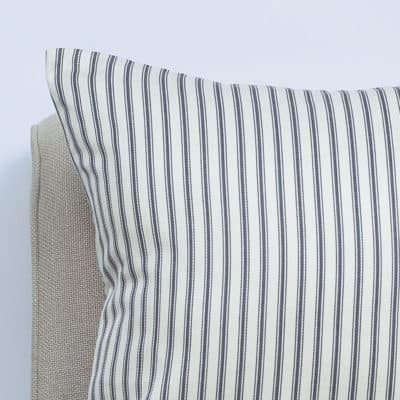 Nautical Cotton Ticking Stripe Cushion in Grey