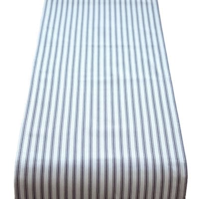 Nautical Cotton Ticking Stripe Table Runner in Grey