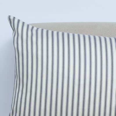 Nautical Cotton Ticking Stripe XL Rectangular Cushion in Grey