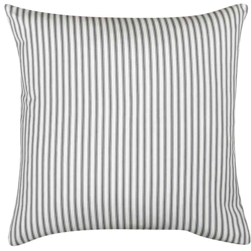 Nautical Cotton Ticking Stripe Extra-Large Cushion in Grey