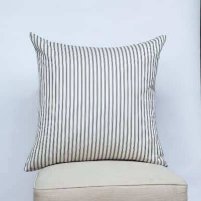Nautical Cotton Ticking Stripe Extra-Large Cushion in Grey