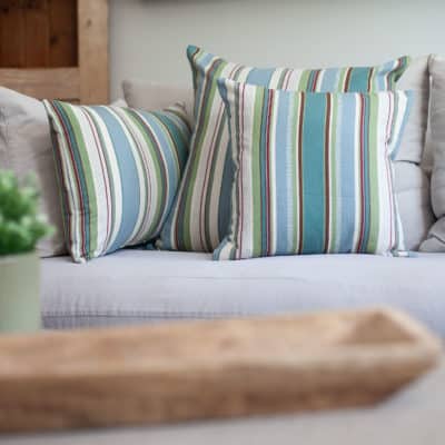 Cotton Canvas Stripe Cushion in Sage