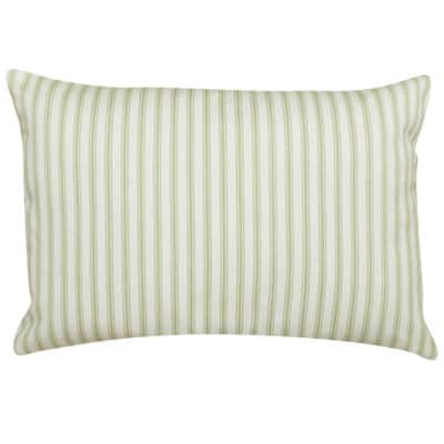 Nautical Cotton Ticking Stripe Boudoir Cushion in Sage Green