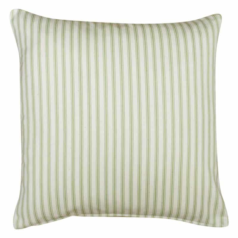 Nautical Cotton Ticking Stripe Cushion in Sage Green