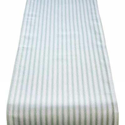 Nautical Cotton Ticking Stripe Table Runner in Sage Green