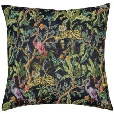 Tapestry Jungle Extra-Large Cushion in Black