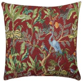 Tapestry Jungle Cushion in Red