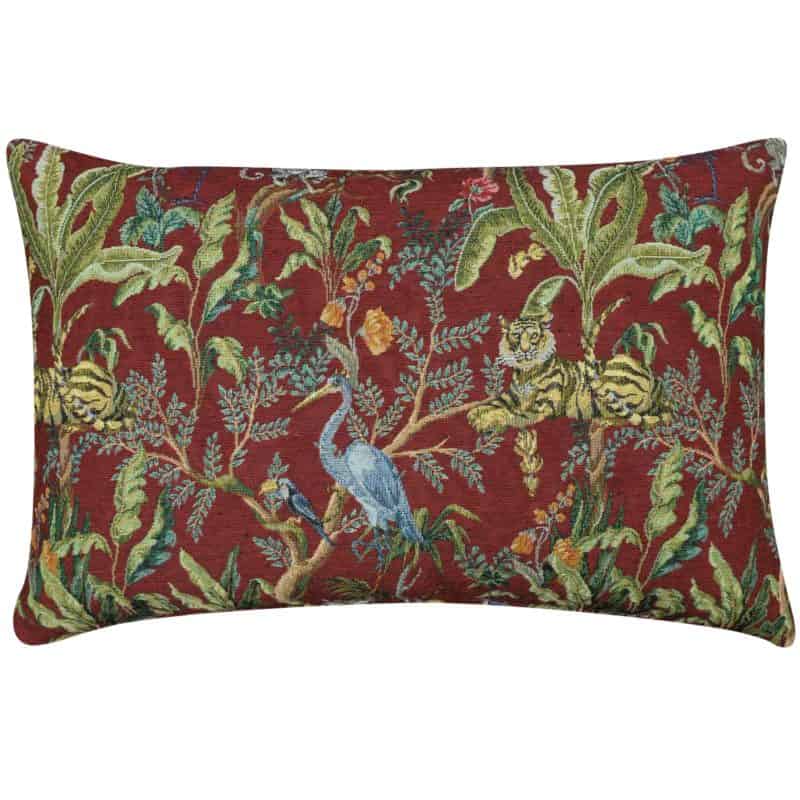 Tapestry Jungle XL Rectangular Cushion in Red