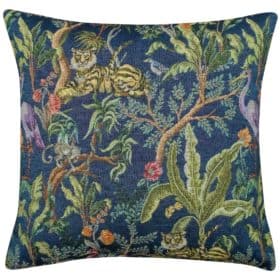 Tapestry Jungle Cushion in Marine Blue