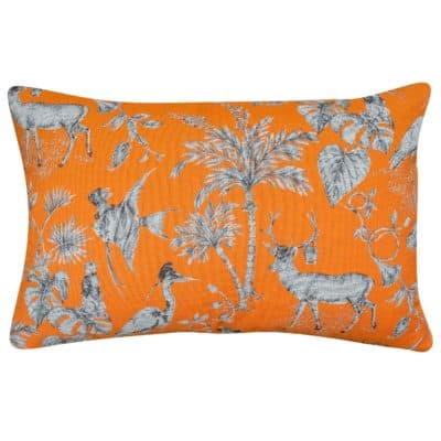 Magical Menagerie Tapestry XL Rectangular Cushion in Neon Orange