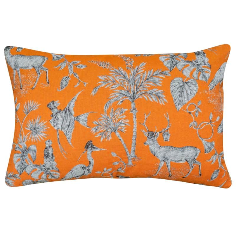 Magical Menagerie Tapestry XL Rectangular Cushion in Neon Orange