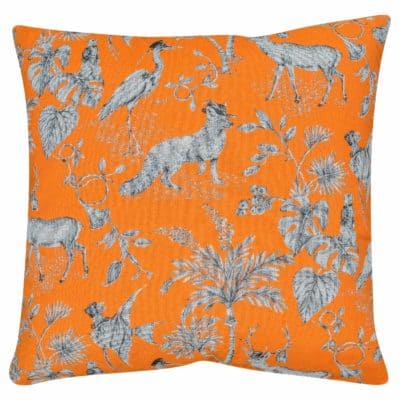 Magical Menagerie Tapestry Extra-Large Cushion in Neon Orange