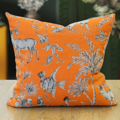 Magical Menagerie Tapestry Extra-Large Cushion in Neon Orange