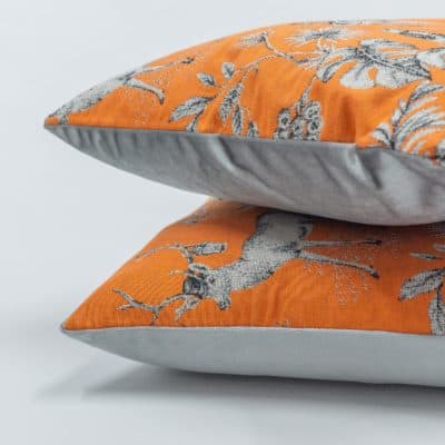Magical Menagerie Tapestry Extra-Large Cushion in Neon Orange