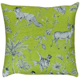 Magical Menagerie Tapestry Cushion in Lime Green