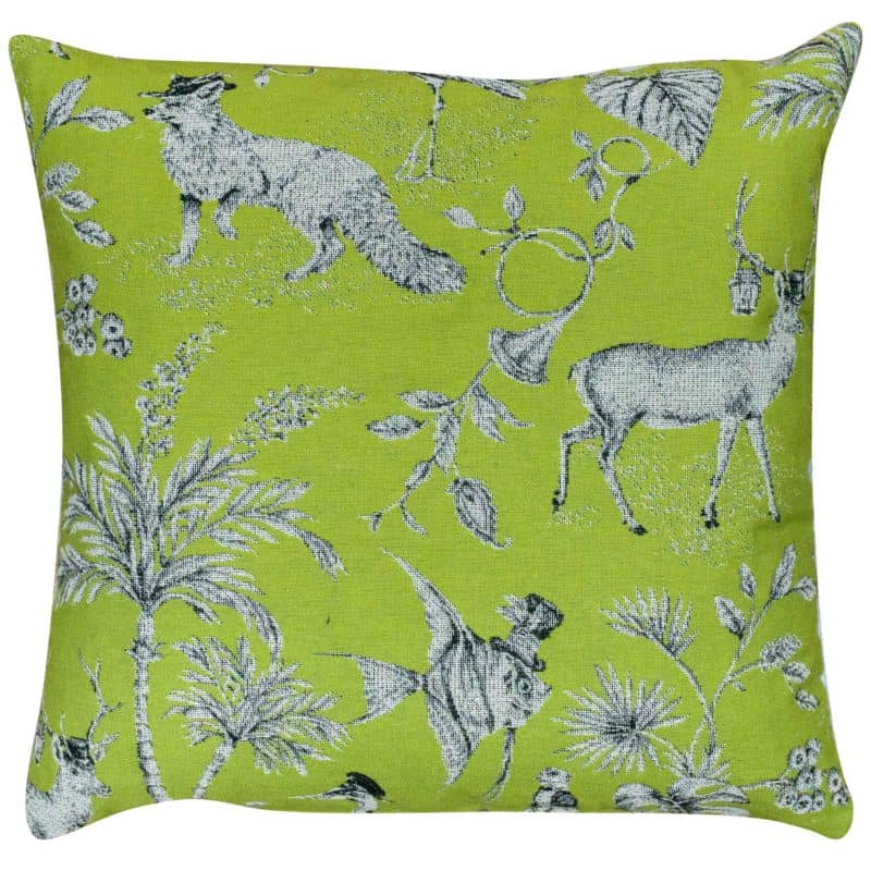Magical Menagerie Tapestry Cushion in Lime Green