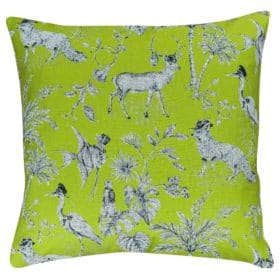 Magical Menagerie Tapestry Extra-Large Cushion in Lime Green