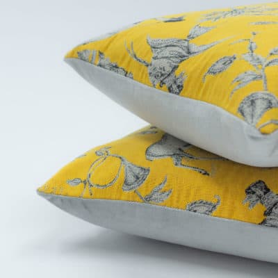 Magical Menagerie Tapestry Cushion in Ochre Yellow