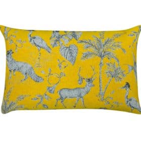 Magical Menagerie Tapestry XL Rectangular Cushion in Ochre Yellow