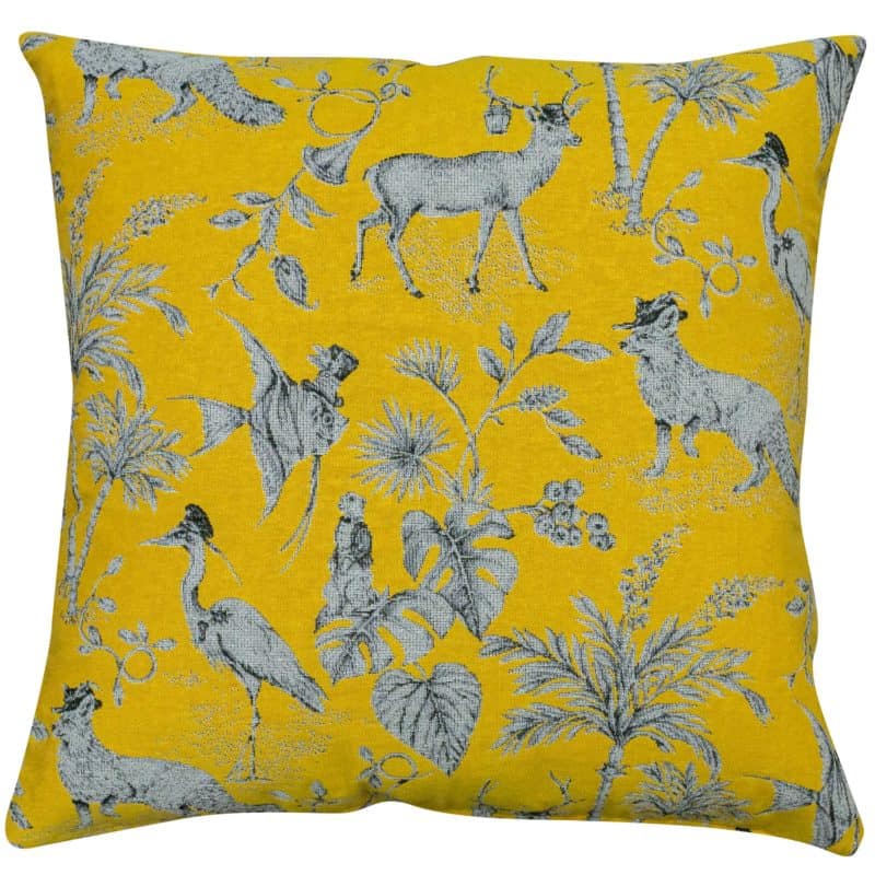 Magical Menagerie Tapestry Extra-Large Cushion in Ochre Yellow