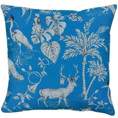 Magical Menagerie Tapestry Cushion in Denim Blue