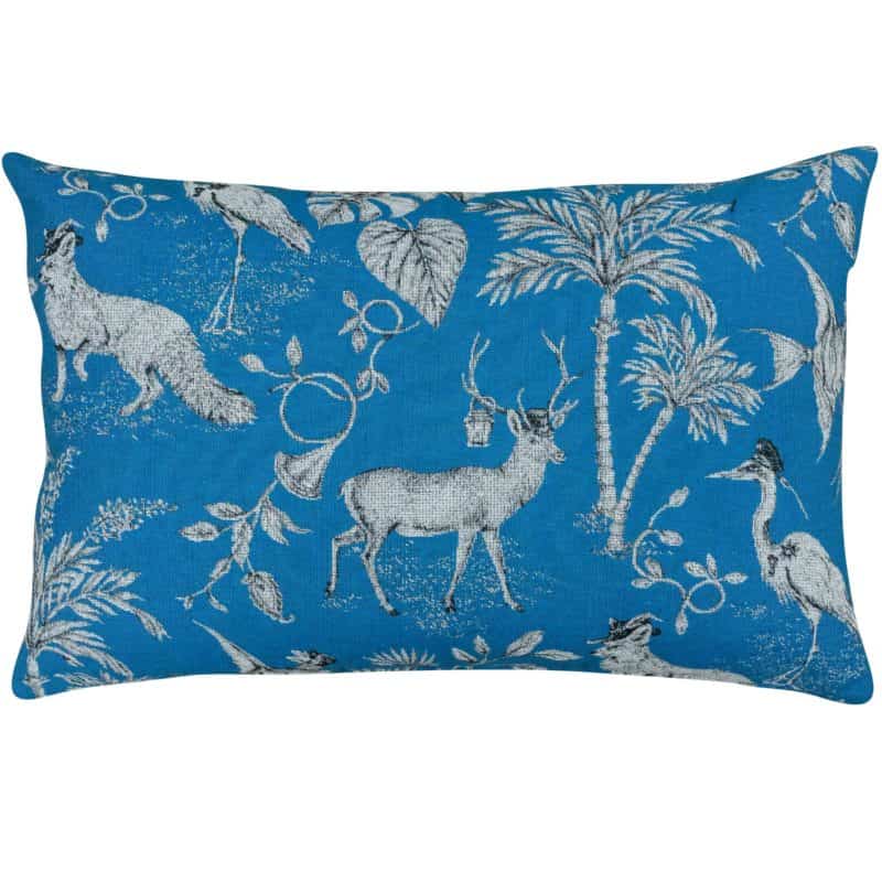 Magical Menagerie Tapestry XL Rectangular Cushion in Denim Blue