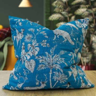 Magical Menagerie Tapestry Extra-Large Cushion in Denim Blue