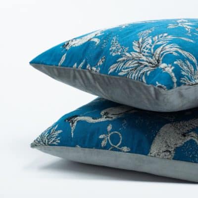 Magical Menagerie Tapestry Extra-Large Cushion in Denim Blue