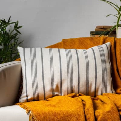 Mykonos Striped XL Rectangular Cushion in Grey