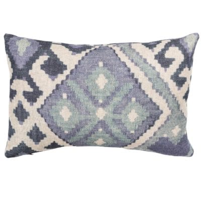 Linen Kilim Boudoir Cushion in Blue