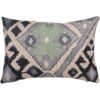 Linen Kilim Boudoir Cushion in Green & Blue