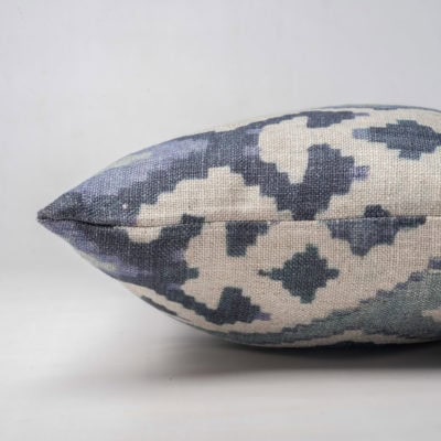 Linen Kilim Boudoir Cushion in Green & Blue