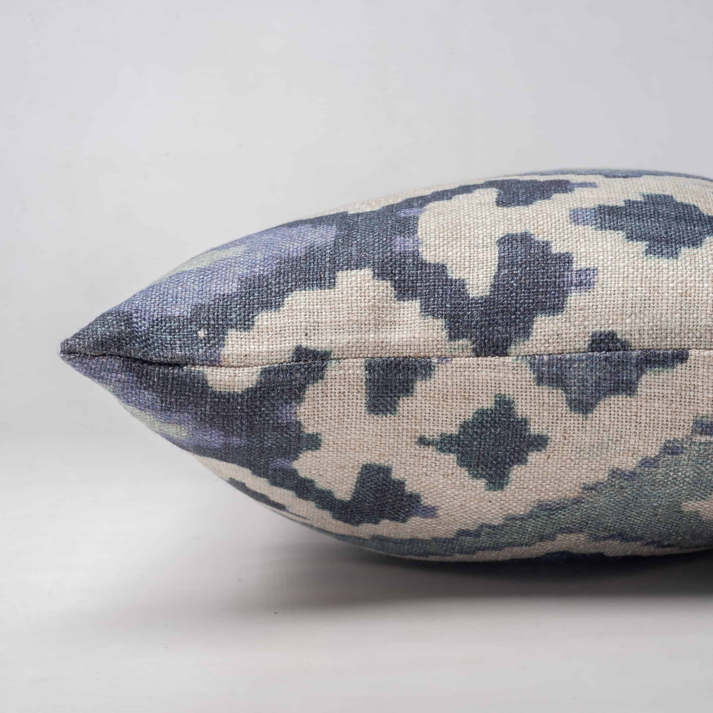 Linen Kilim Boudoir Cushion in Green & Blue