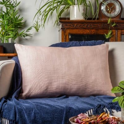 Linen Blend All Natural XL Rectangular Cushion in Soft Pink