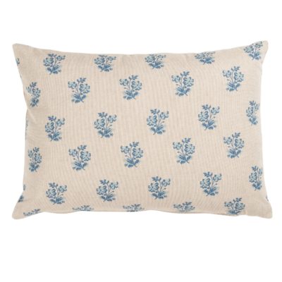 Posy Print Linen Look Boudoir Cushion in Cornflower Blue